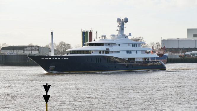 Video: 78m mega yacht C2 arrives at Abeking & Rasmussen for Refit