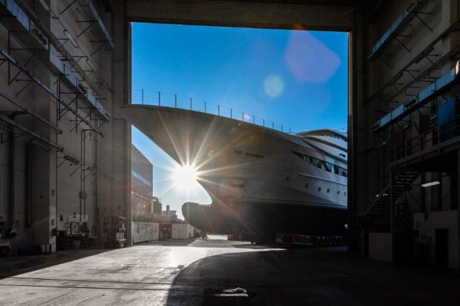 79m CRN 135 Superyacht getting ready for launch in Italy