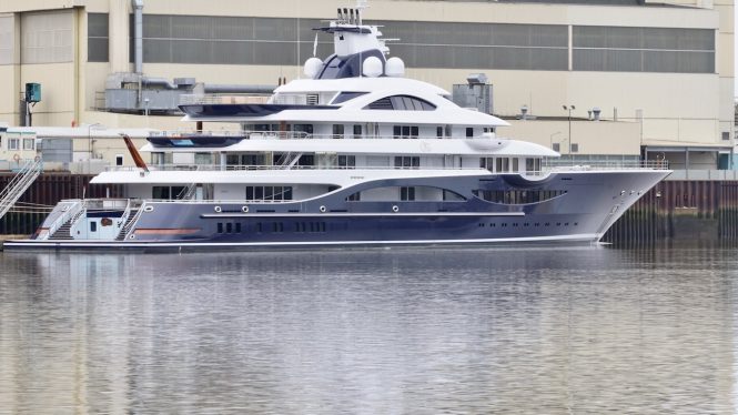 111m Mega Yacht TIS at Lurssen Shipyard - Photo DrDuu