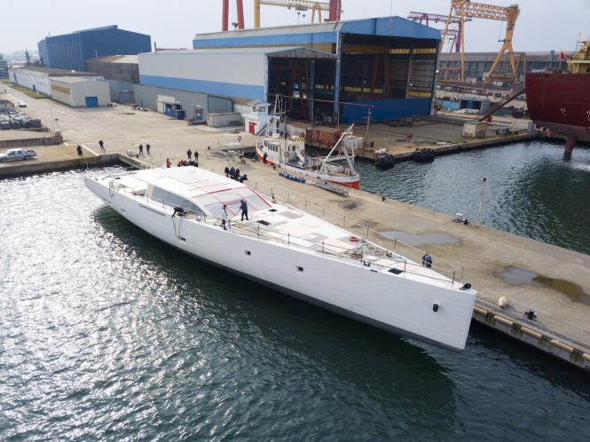 42-Metre Perini Navi sailing yacht E-VOLUTION prepares for completion in Viareggio