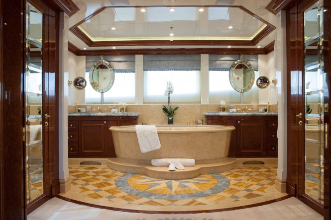 Large ultra-deluxe master bathroom with a stunning bath tub