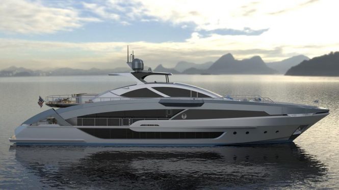 Superyacht Phoenix 130 with design similar to charter yacht OKTO