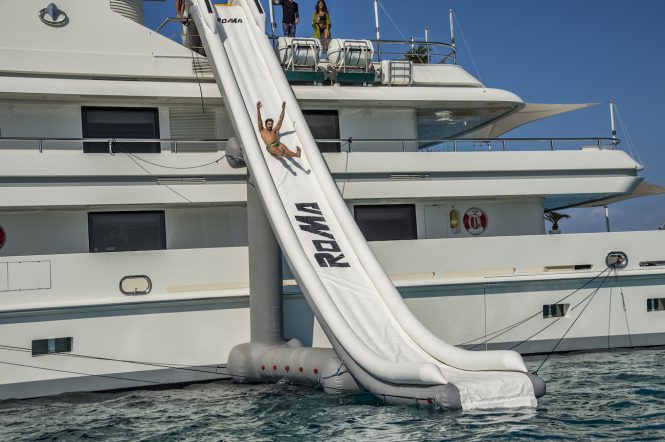Enjoying the water slide