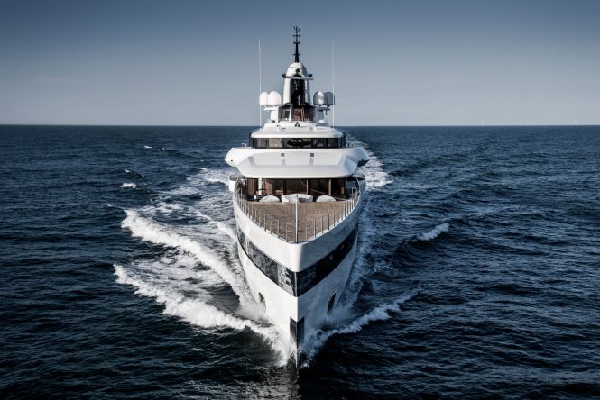 Amazing images of 93m Feadship yacht Lady S on sea trails