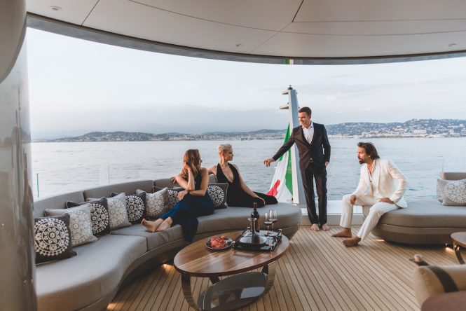 Relax on the aft deck before the delicious dinner is served