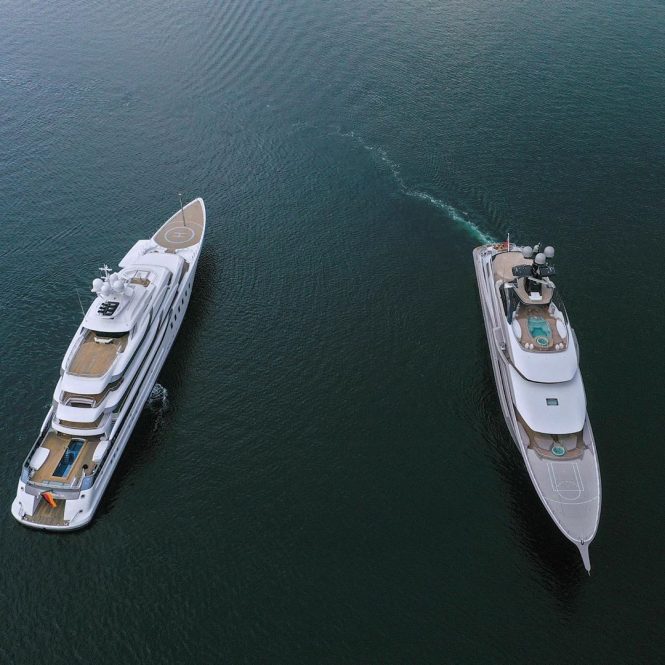 Lurssen 95m Mega Yachts Kismet and Madsummer in the Baltic Sea