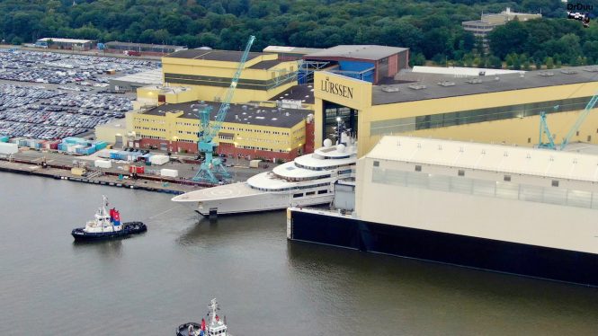 Mega yacht project LIGHTNING hits water at Lurssen