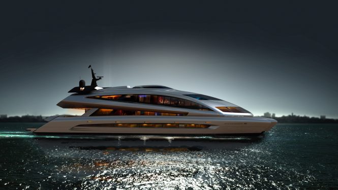 Spaceship for the ocean: 41.4m Porsche Design yacht Royal Falcon One hits the water in Sweden