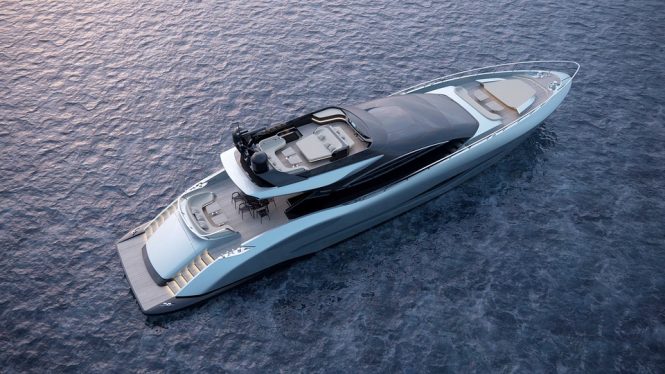 New sporty and aggressive yacht Mangusta Sport 104 by Igor Lobanov