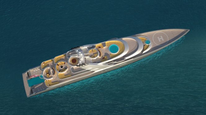 97-metre luxury yacht concept DIVA with infinity swimming pool