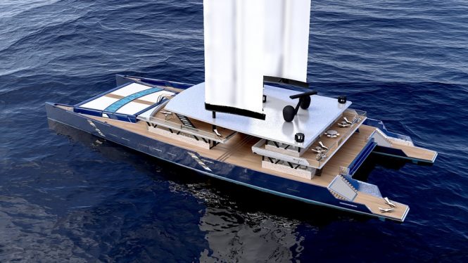 Eco-friendly 68m Catamaran 223W with wingsale propulsion system