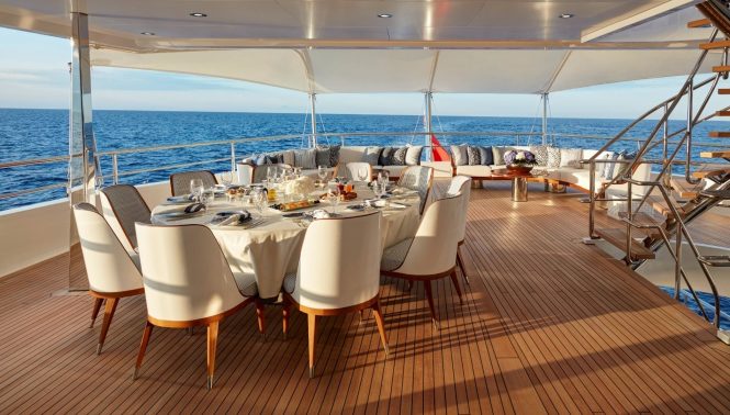 Expansive deck areas with alfresco dining options and seating
