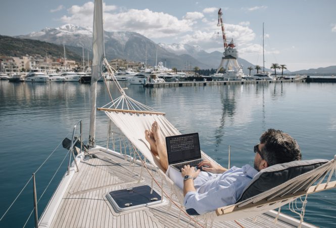 Relaxing on a yacht in Porto Montenegro