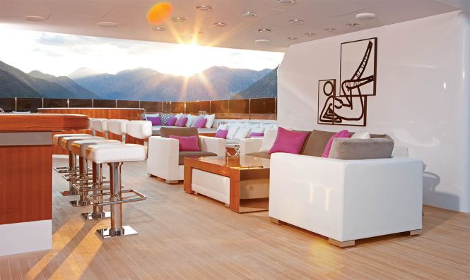 Spacious sun deck with plenty of areas to relax