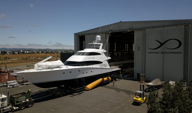 Yachting Developments launch 33m sportfisher AL DUHAIL in New Zealand
