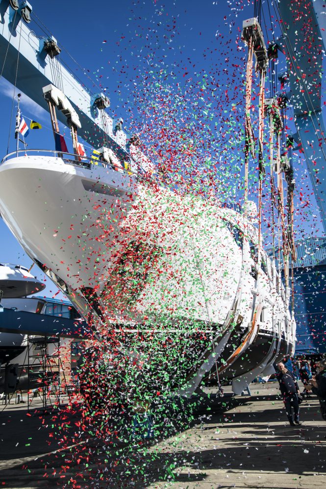 Luxury yacht Hull BD106 launched at the Benetti shipyard