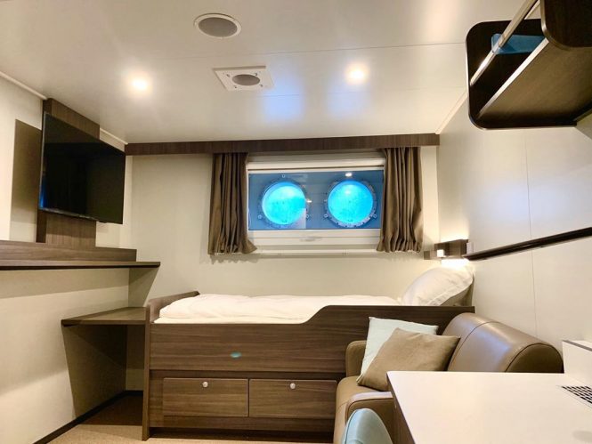 First cabin complete aboard record-breaking mega charter yacht REV Ocean