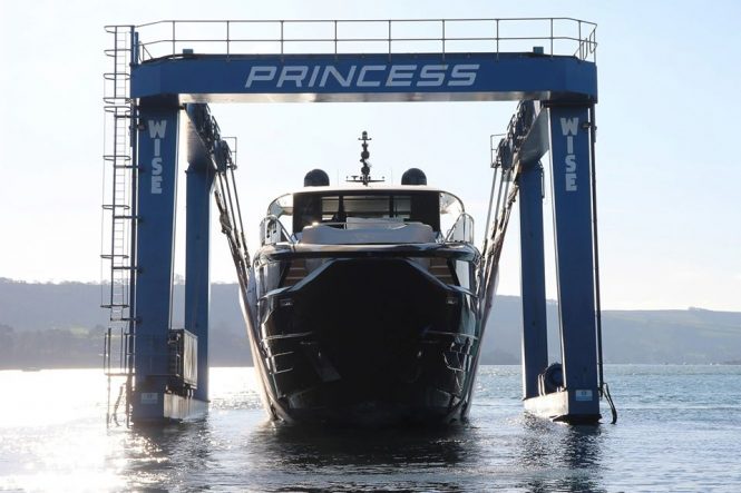 Princess X95 motor yacht hits water in Plymouth