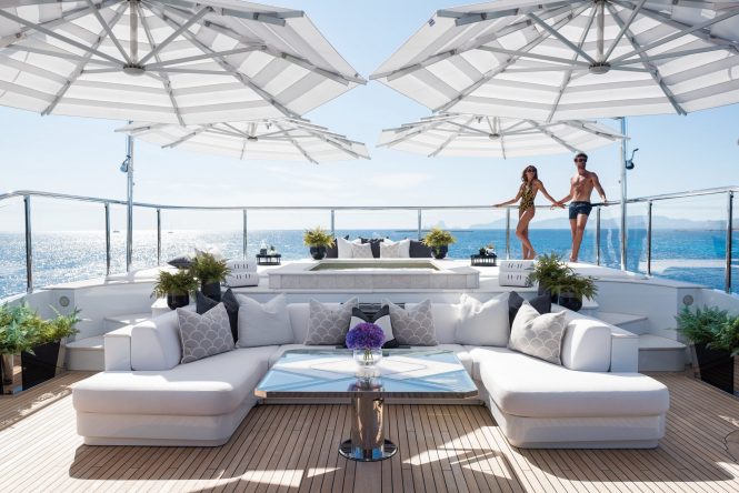 Relaxing on board around the Jacuzzi