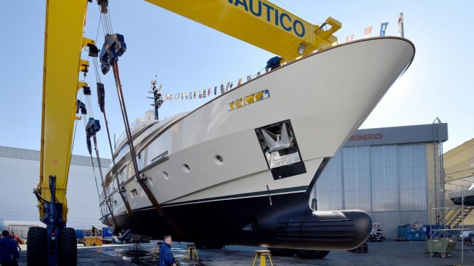38m Motor yacht KIA ORA launched at Sanlorenzo shipyard in Italy
