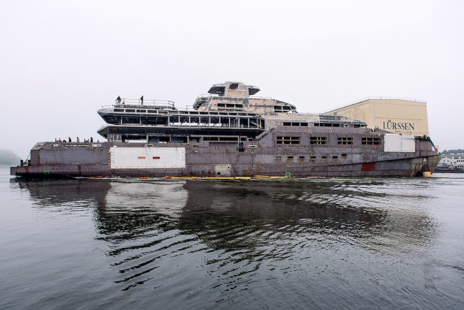 Lurssen superyacht PROJECT 1601 hits the water