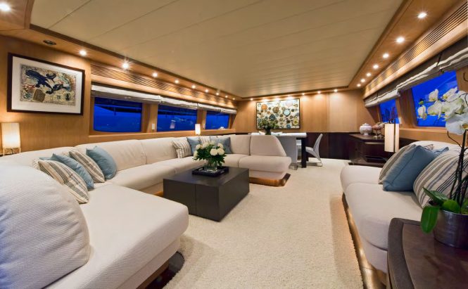 Saloon with comfortable seating and elegant dining area