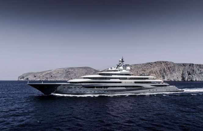 In video of the Impressive 136m Mega yacht Flying Fox for charter in the Mediterranean