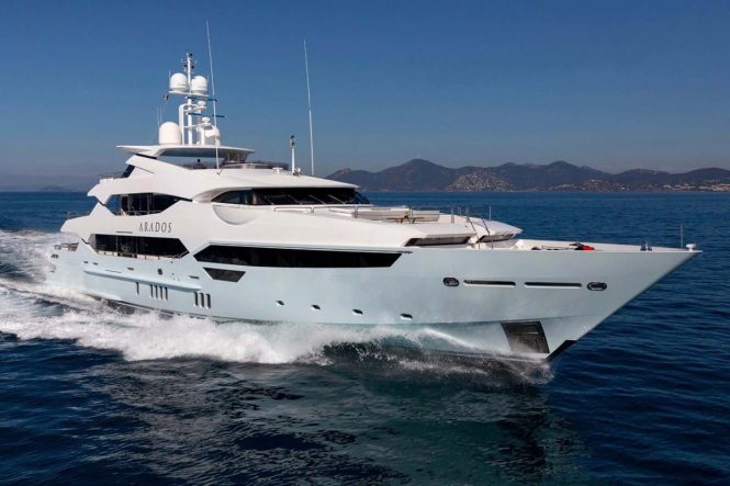 47m motor yacht ARADOS offering 20% off charter vacations in West Mediterranean
