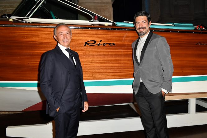 RIVA IN THE MOVIE - Alberto Galassi CEO Ferretti Group and Pierfrancesco Favino in Venice