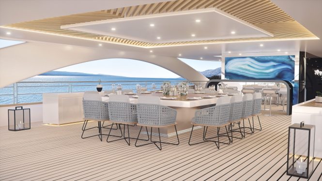 Elegant dining area on the sun deck