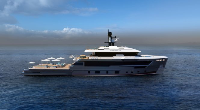 Flexplorer 142 explorer yacht MAVERICK rendering