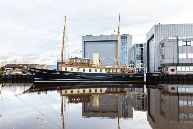 Classic yacht ATLANTIDE pre-Huisfit at Royal Huisman Vollenhove - photo by Priska van der Meulen   