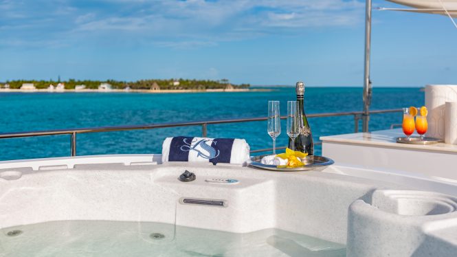 Relaxing Jacuzzi on deck LADY S © Yacht Photography by YachtingImage.com