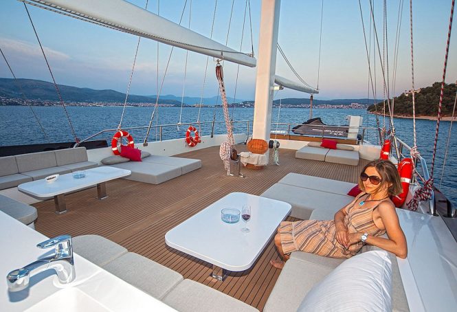 Relaxing on deck and enjoying the Eastern Mediterranean scenery