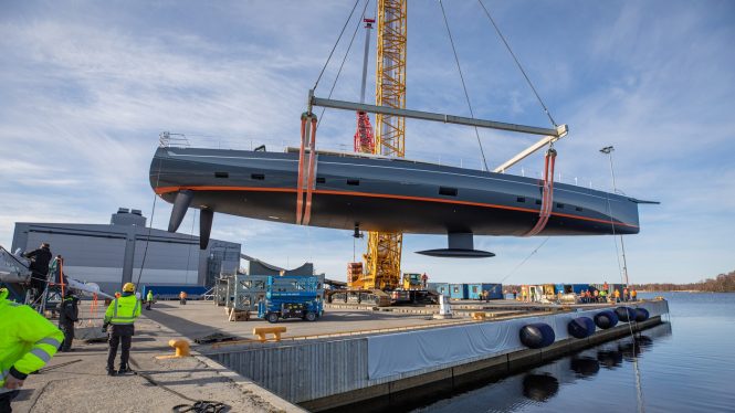 about to hit water © Baltic Yachts