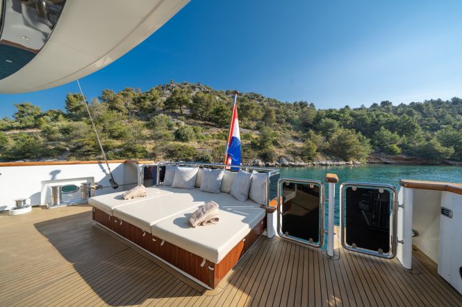 aft deck sunbathing and relaxation