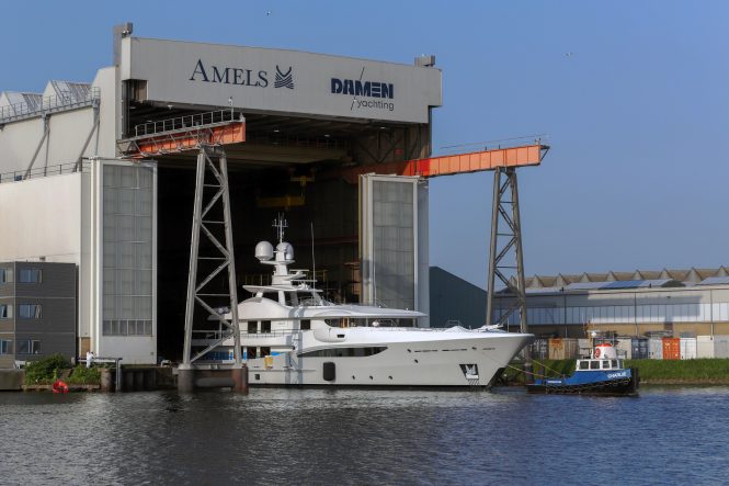 Luxury superyacht GRACE leaving yard after refit