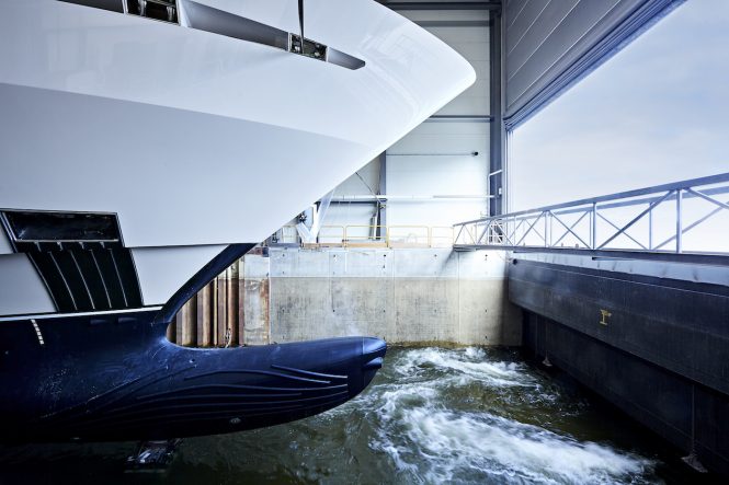 Heesen luxury yacht Project FALCON touches water for the first time