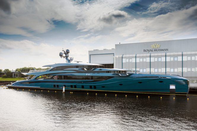Royal Huisman Project PHI superyacht heading for sea trials