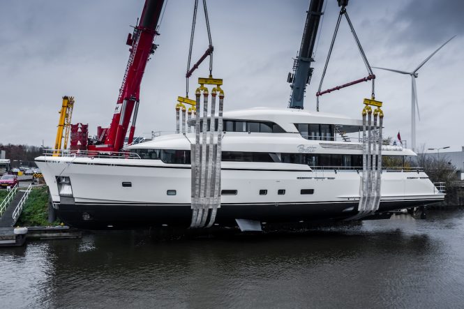 Exciting moment at Moonen as they launch 36m motor yacht BOTTI