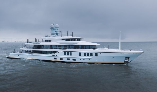 74m Amels 242 luxury yacht AVANTI leaves shipyard