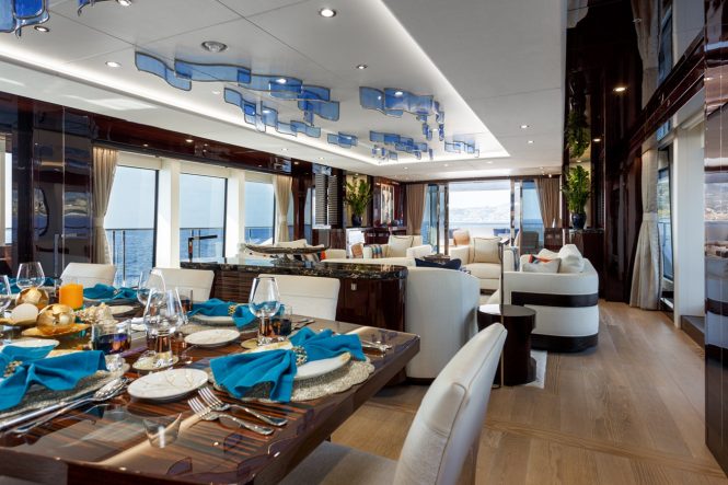 Welcoming and elegant saloon with a formal dining area
