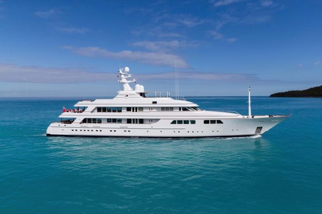 62m motor yacht FLAG offering charter special in the Caribbean