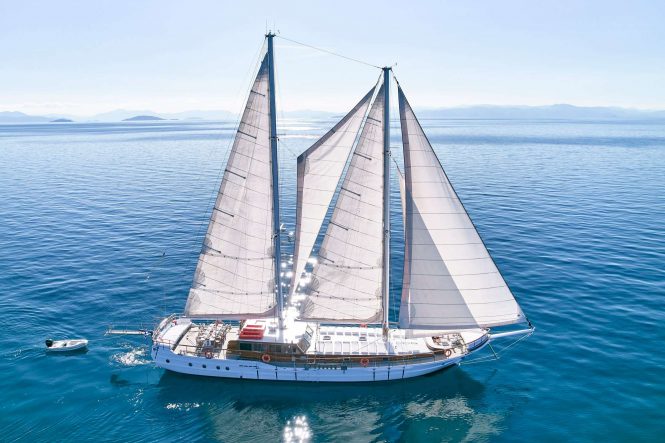 Charter luxury sailing yacht WHITE PEARL through the waters of Greece