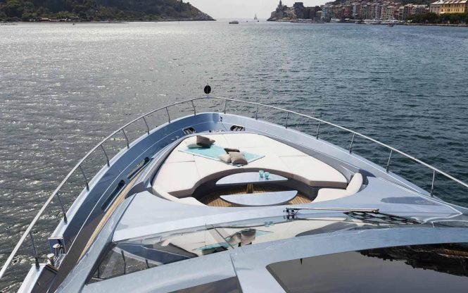 Sunbathing area aboard the yacht