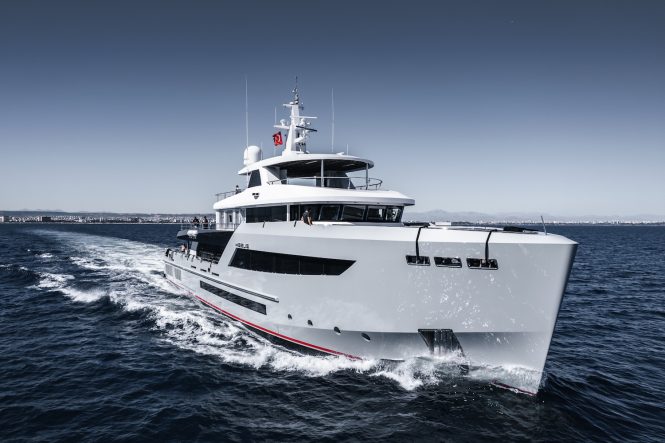 Bering 145 flagship explorer yacht HEEUS on sea trials