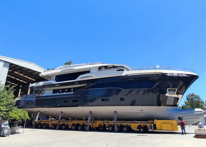 Luxury Yacht INFINITY NINE leaves shed at AvA Yachts shipyard