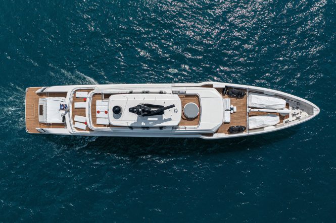 Aerial view of the yacht
