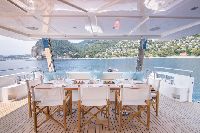 Aft deck dining area