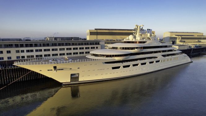 In Video: 156m mega yacht DILBAR docked at Lurssen